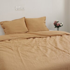 Pure organic line duvet with pillow shams /Boho Duvet cover 3pcs set/ Full, twin, queen, king, 90x90- Linen duvet cover set