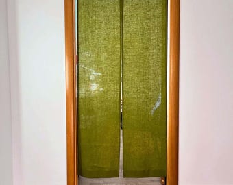 Elegante durchsichtige Leinenvorhänge - leichte & luftige Fenstervorhänge für ein gemütliches, natürliches Zuhause, halb durchsichtige Leinenvorhänge - grüne Vorhänge