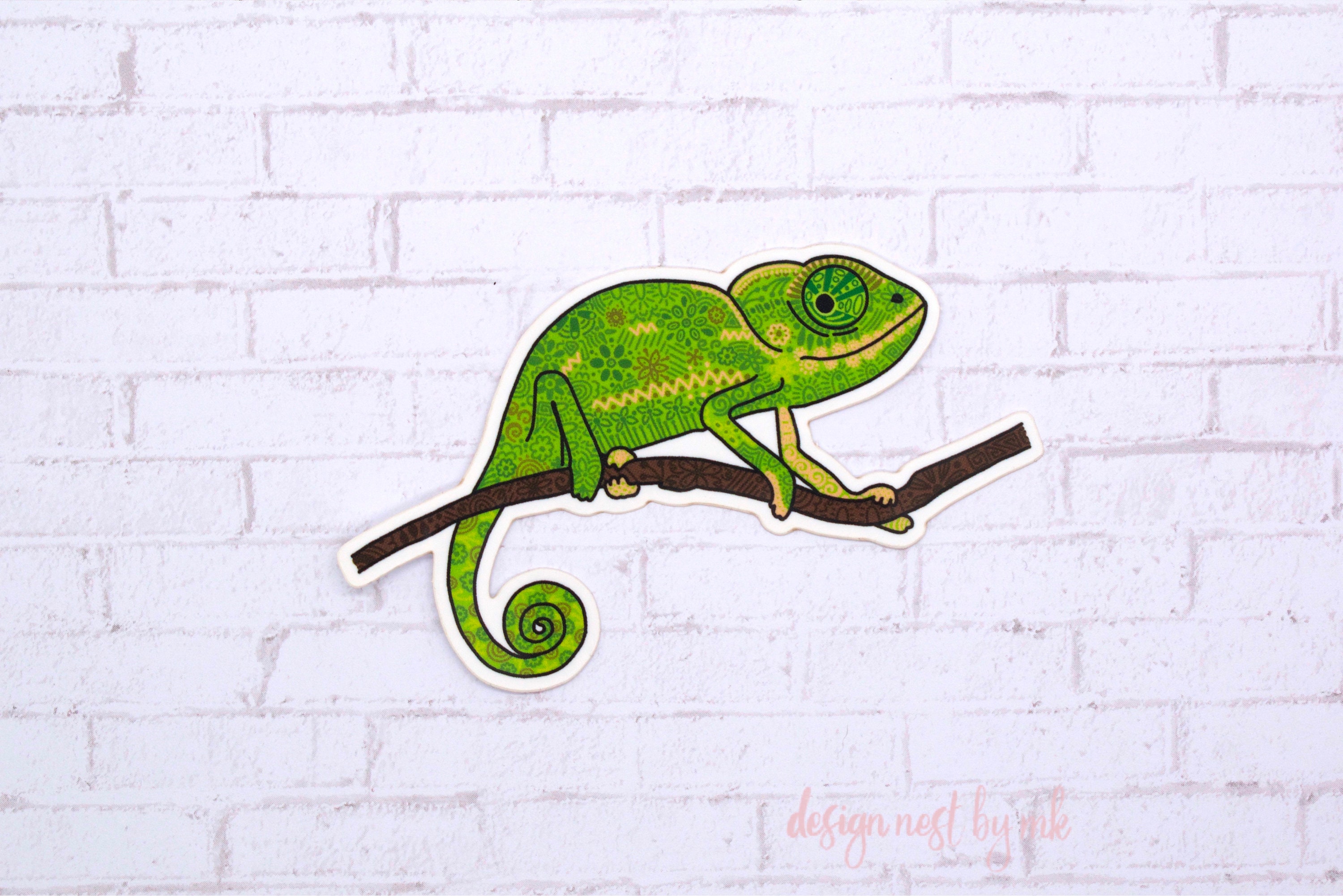 2 x Vinyl Stickers 10cm Awesome Green Chameleon Reptiles Cool Gift #8590 