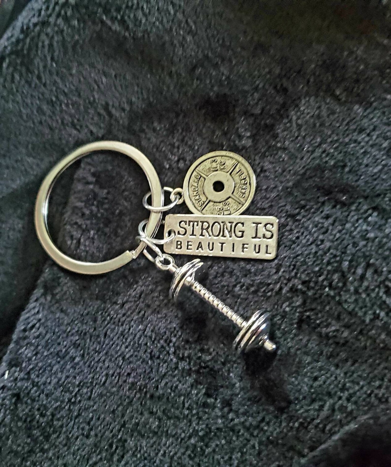 Weightlifting keychain. Gym keychain. Weights keychain. Strong Etsy