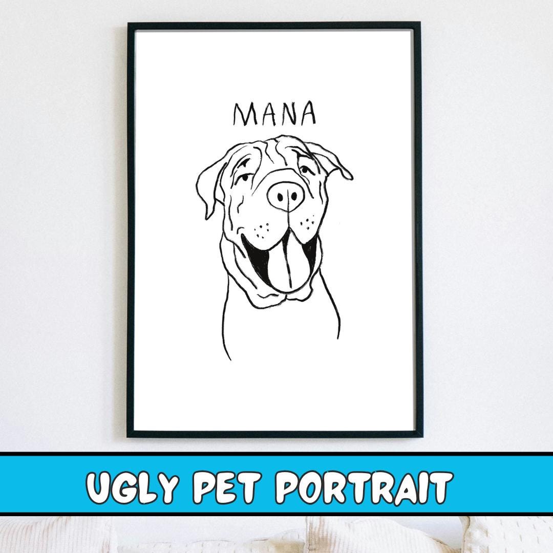 Custom Dog Portrait | Ugly Pet Portrait | Badly Drawn Dog | Dog Lover ...