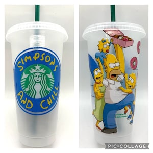 SEALED Personalized Simpsons Starbucks Cup/ Starbucks Cup/ Custom Starbucks Cup/ Birthday Gift/ The Simpsons Gift/ Simpsons and Starbucks