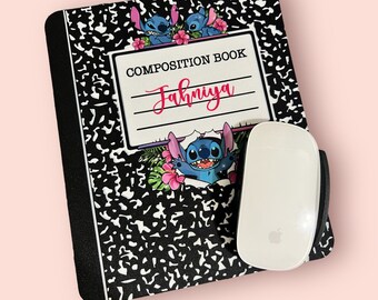 Custom Back to School Mousepad | Composition Notebook Mousepad | Back to School | School Supplies | Stitch Mousepad | Barbie Mousepad