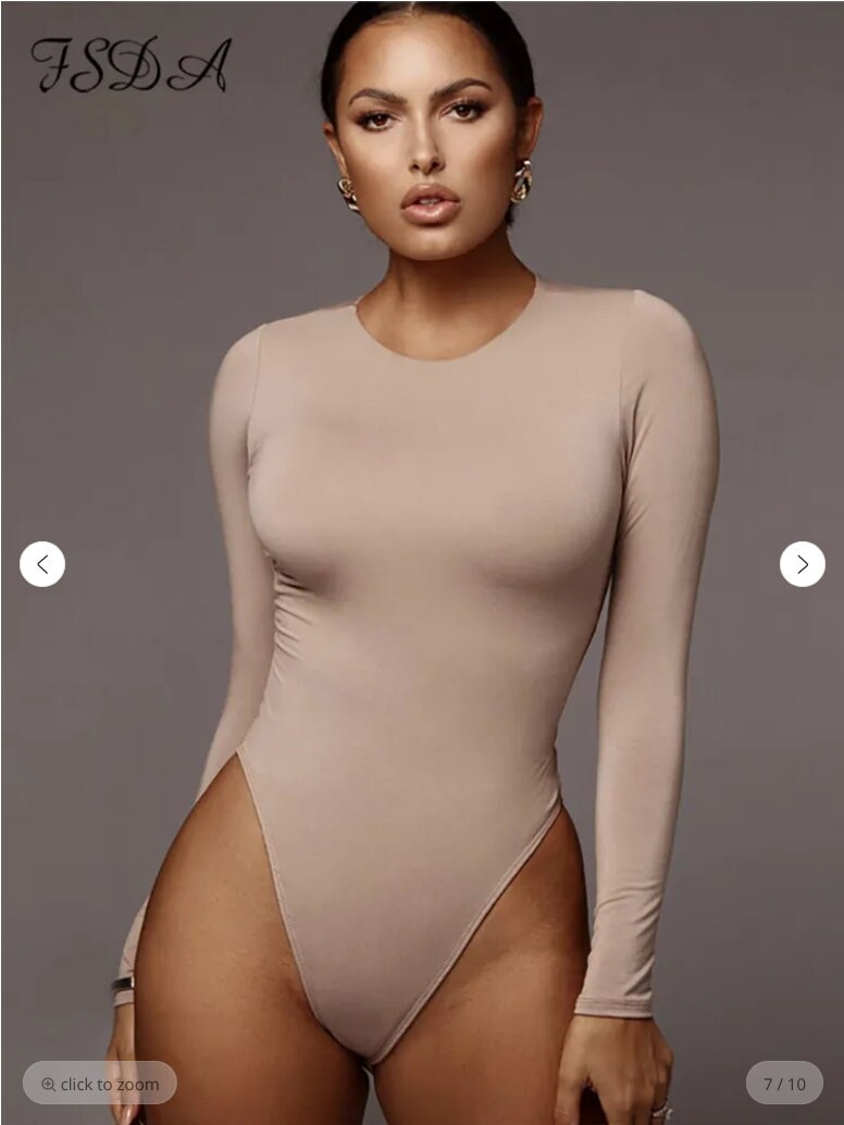 New Women s Long Sleeve Black Bodysuit Slim Tight Fit Outfit
