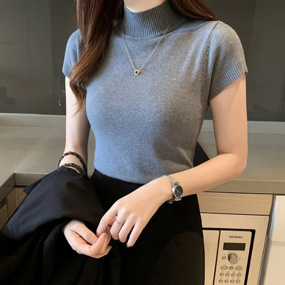 Short Sleeve Turtlenecks Casual Tees Tops Blouse Work Office - Etsy