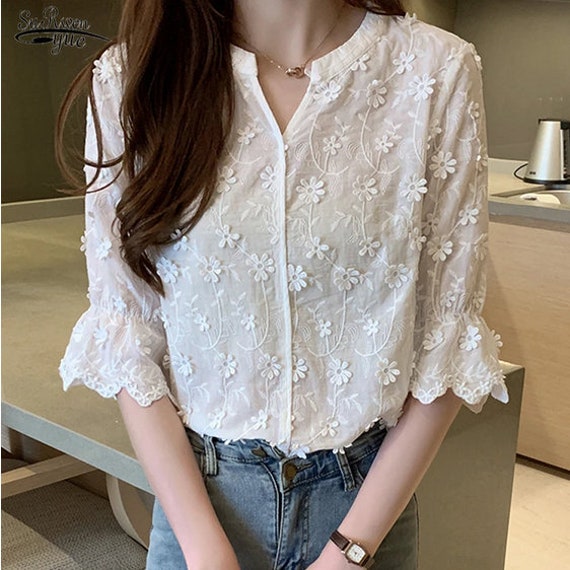 Dressy top lace blouses