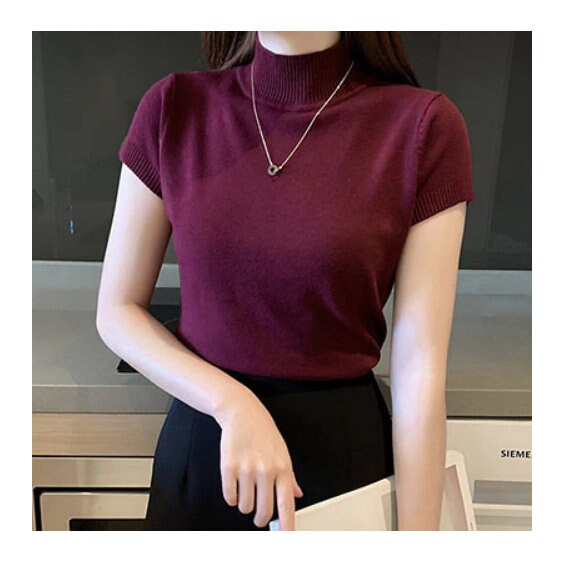 Short Sleeve Turtleneck Tops Womens Turtleneck Sweater Womens Etsy