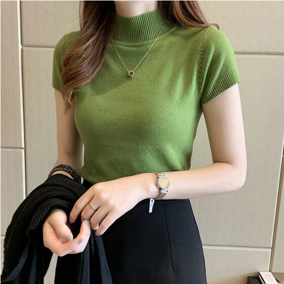 Short Sleeve Turtleneck Tops Womens Turtle-neck Sweater Womens - Etsy