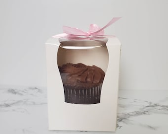 Single Cupcake Favor Box, Individual Cupcake, Party Favor, Glossy White Set of 12/20/40/60/100