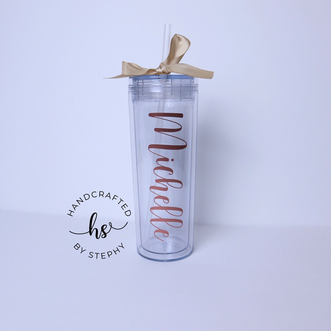 Personalized Water Tumbler Clear With Reusable Straw Double Etsy
