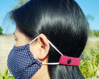 Face Mask Elastic Ear Savers | Snap Button Mask Extenders