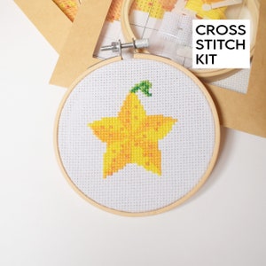 Kingdom Hearts Paopu Fruit DIY Cross Stitch Kit, Star Fruit Embroidery Kit, Final Fantasy Gifts, Beginner Craft Kit