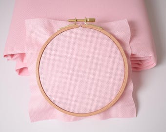 14 Count Pink Aida Cloth, Light Pink Color Aida Cloth, Pink Cotton Embroidery Needlepoint Fabric (color close to DMC 3713)
