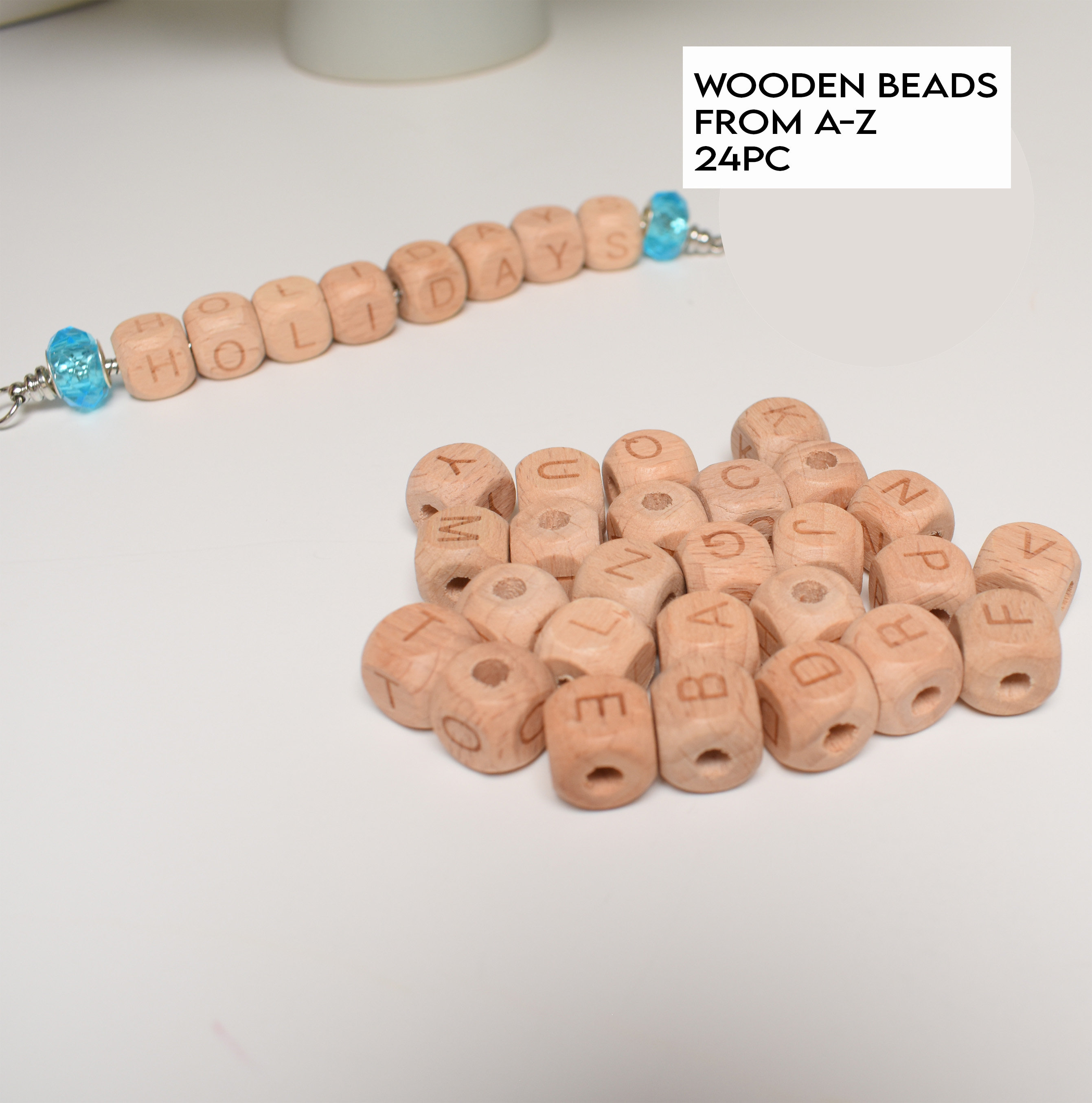 Plastic White Vertical Hole Alphabet Beads, A-Z Random Mix, 8mm Cube, -  Bead Bee