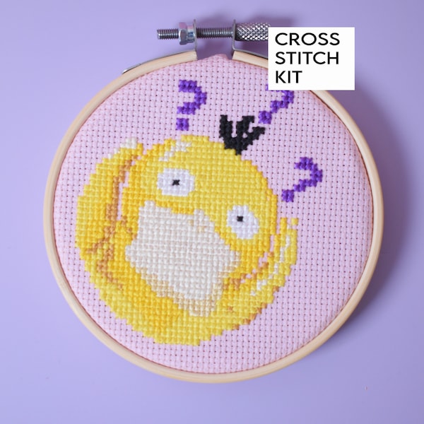 Psyduck Cross Stitch Kit - Beginner Friendly Pokemon DIY Hobby Kit