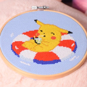 Beginner Friendly Pok mon Pikachu Cross Stitch Kit Floating Pikachu beginner-friendly-pok-mon-pikachu-cross-stitch-kit-floating-pikachu