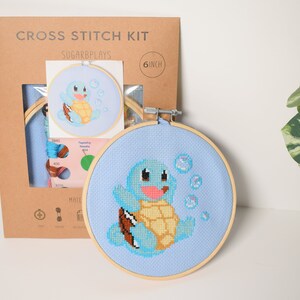 Pokémon Cross Stitch Craft Kit 4 Kanto starter Pokémon, Pikachu, Bulbasaur, Charmander, Squirtle Kit Bundle, DIY Pokémon gift set, image 5