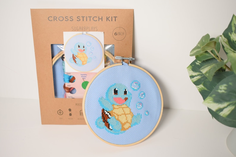 Pokémon Cross Stitch Craft Kit 4 Kanto starter Pokémon, Pikachu, Bulbasaur, Charmander, Squirtle Kit Bundle, DIY Pokémon gift set, image 5