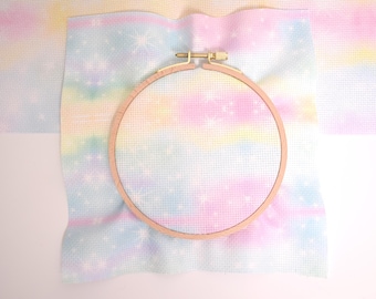 Tecido Aida 14ct Arco-Íris para Ponto Cruz - Aida de Algodão Estampado em Tons Pastel com 14 Pontos por Polegada