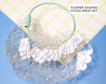 Flower Floss Drops:  Acrylic DMC Thread Organizer Set of 10 + Blank Label Sticker Sheet