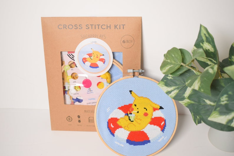 Pokémon Cross Stitch Craft Kit 4 Kanto starter Pokémon, Pikachu, Bulbasaur, Charmander, Squirtle Kit Bundle, DIY Pokémon gift set, image 4