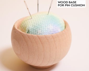 Natural Wood Base for Needle Cushion, Wood Base for Sashiko pincushion and sewing needle, wood bowl for DIY Craft, Sewing needle keeper