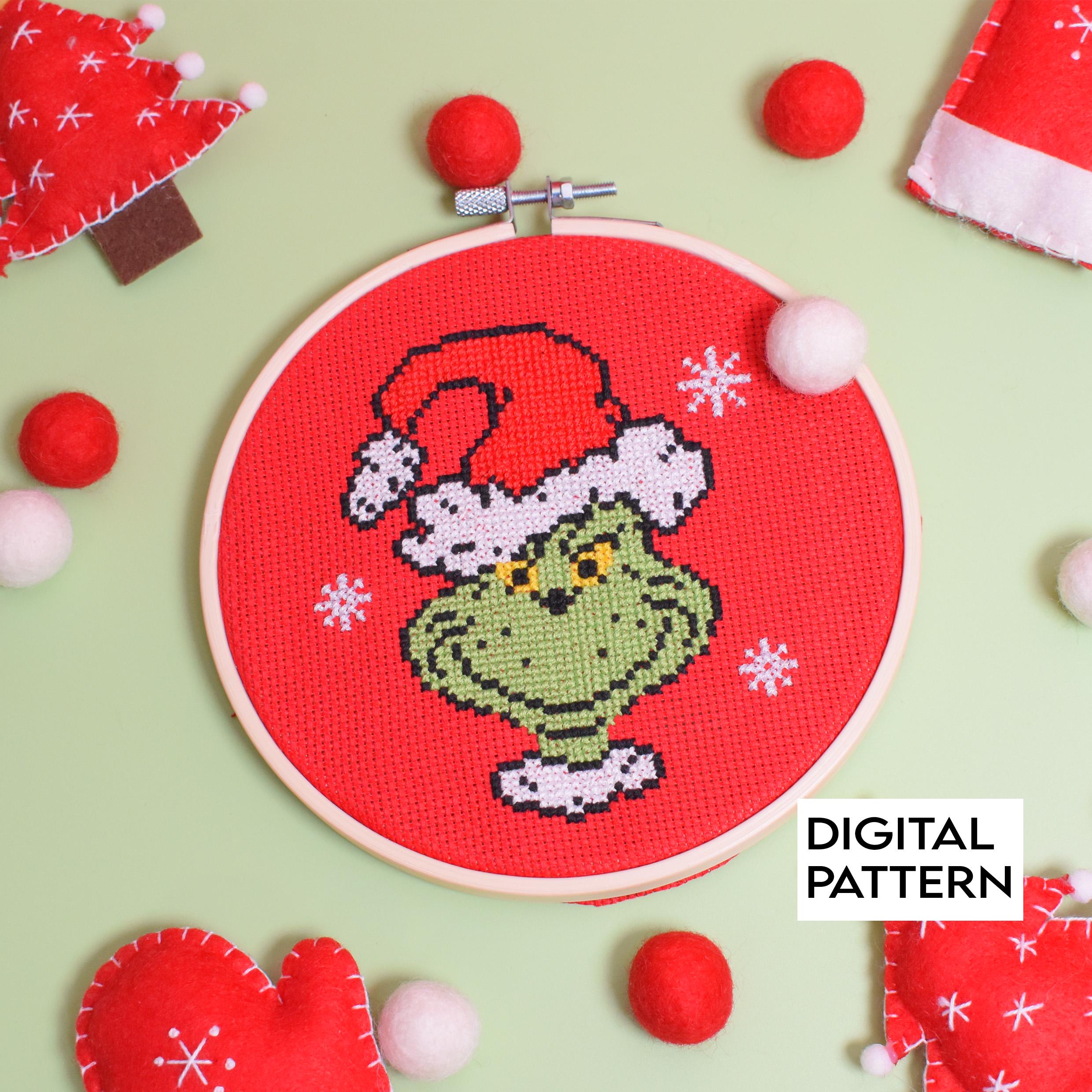 Christmas Cross Stitch Pattern, Grinch Cross Stitch digital file for download. Winter Pattern, Movie Grinch