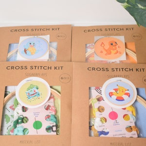 Pokémon Cross Stitch Craft Kit 4 Kanto starter Pokémon, Pikachu, Bulbasaur, Charmander, Squirtle Kit Bundle, DIY Pokémon gift set, image 8