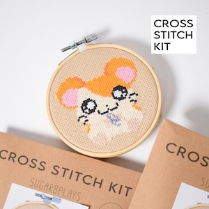 Kit de punto de cruz Hamtaro DIY, punto de cruz contado apto para principiantes, lindo regalo artesanal nostálgico,
