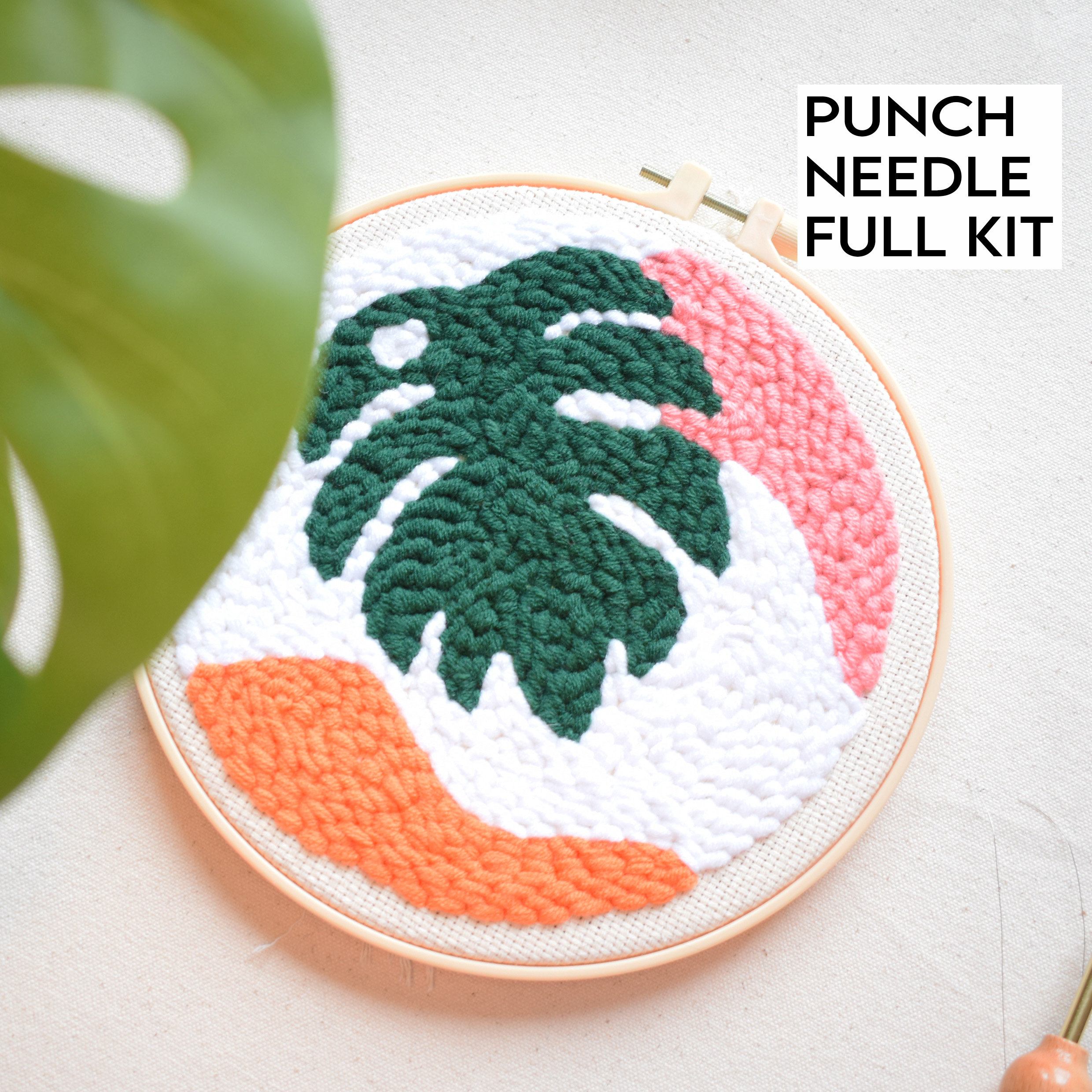 Beginner Punch Needle Embroidery Kit - Easy DIY Mushroom Toadstool Theme