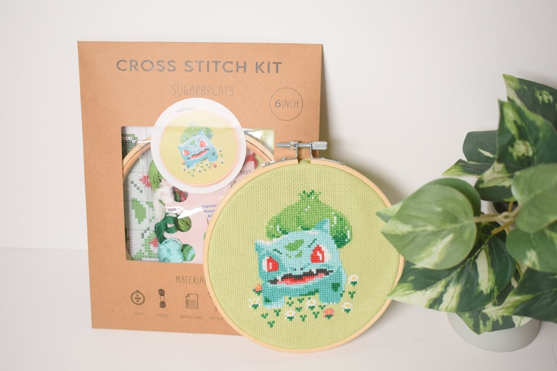 Pokémon Cross Stitch Craft Kit 4 Kanto starter Pokémon, Pikachu, Bulbasaur, Charmander, Squirtle Kit Bundle, DIY Pokémon gift set, image 3