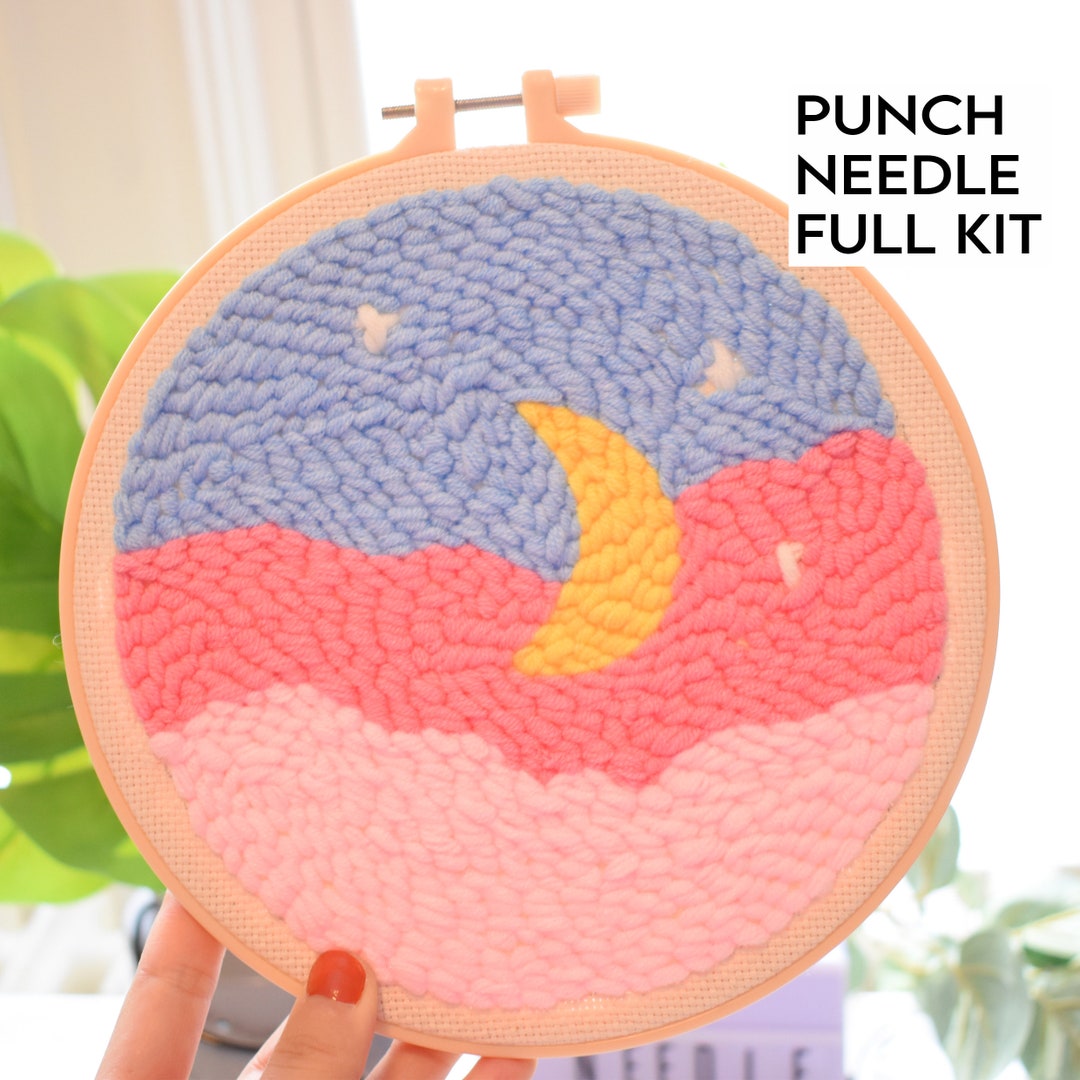 Punch Needle Kit Beginner Friendly Cotton Candy Sky, Punch Rug Kit, DIY