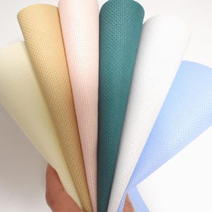 14ct Aida quality fabric sample 6 color pack, Aida cloth Sample Pack. 6 pieces Cross Stitch Fabric.