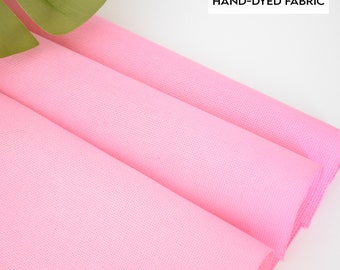 14 count Pink Aida Cloth, Hand dyed Cross Stitch Fabric, 14CT pink embroidery fabric, Flamingo Pink