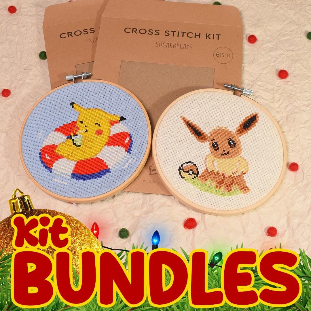 Pokemon Cross Stitch Pack Eevee And Pikachu DIY Do It Yourself Cross pokemon-cross-stitch-pack-eevee-and-pikachu-diy-do-it-yourself-cross