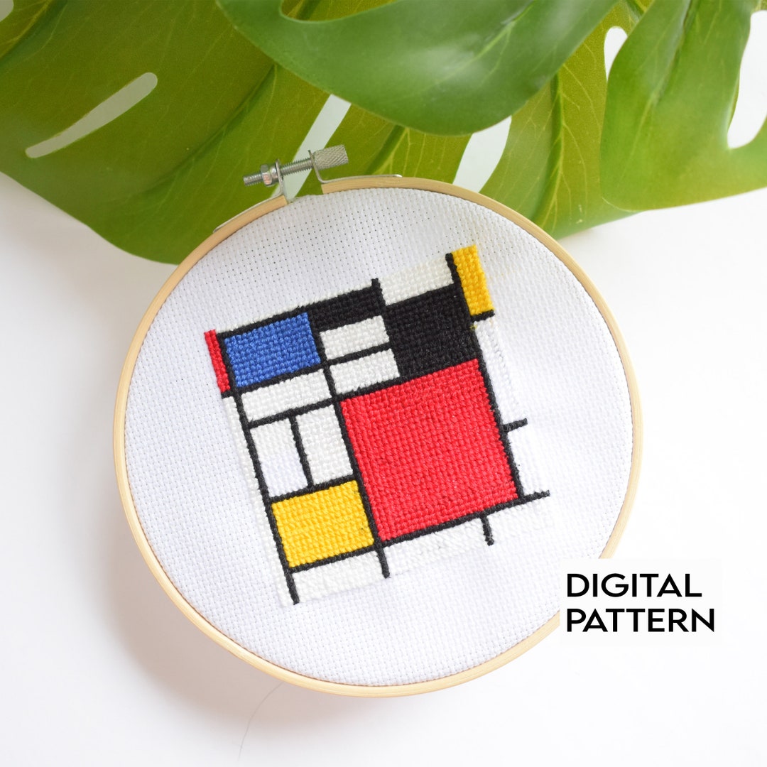 Cross Stitch Pattern Composition With Red Blue and Yellow by - Etsy