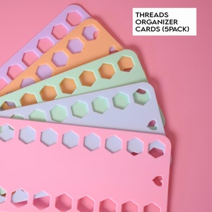 Paquet de 5 cartes organisatrices de fils en plastique, 5 bobines de fil en plastique de couleur pastel, organisateur de fil de fil à broder