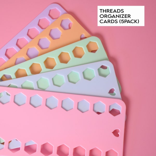 5 Pack Plastic Threads Organizer Cards, 5 Pastel Color Plastic Floss Bobbin, Embroidery Floss Thread Organizer