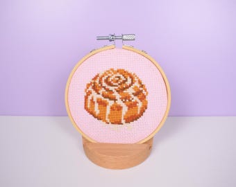 Cinnamon bun Cross Stitch Kit  - Sweet treats Food DIY Craft Kit