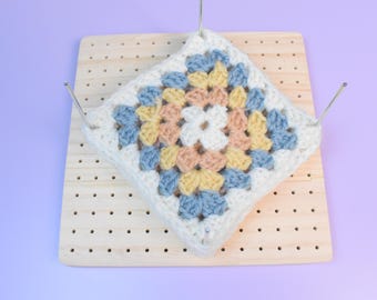8" Crochet Blocking Board with 8 stainless steel blocking pins for Granny Square and Knitting Crafts