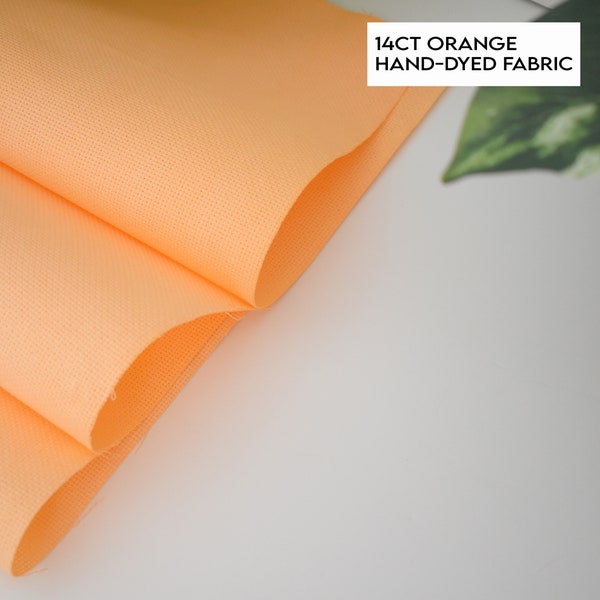 14 count Orange Aida Cloth, Hand dyed Cross Stitch Fabric, 14CT orange embroidery fabric