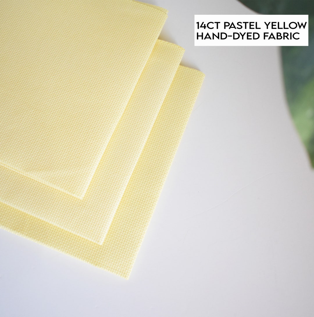 14 Count Lemon Yellow Aida Cloth, Hand Dyed Cross Stitch Fabric, 14CT