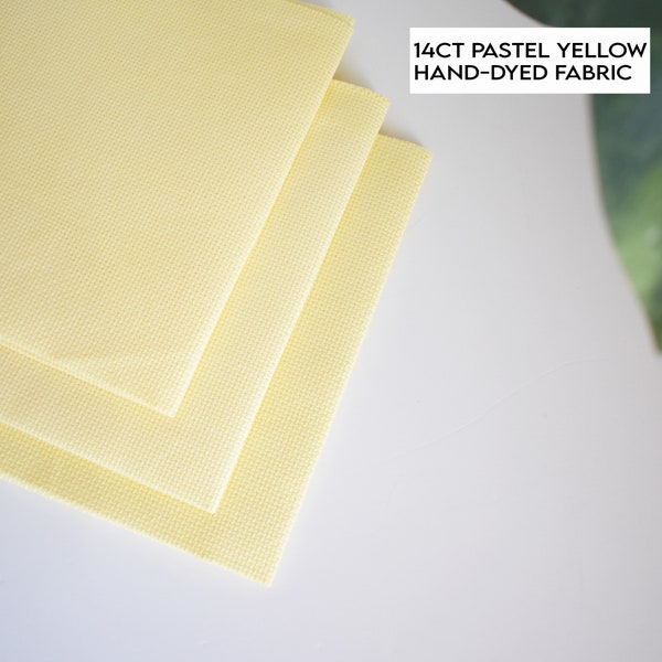 14 count Lemon yellow Aida Cloth, Hand dyed Cross Stitch Fabric, 14CT Pastel Yellow embroidery fabric