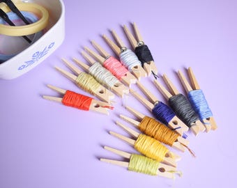 Large Embroidery Floss Clothespins- Embroidery Thread Holder Clips (24 Pack)