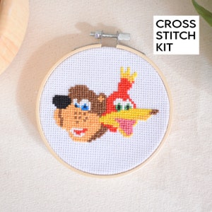 Banjo Kazooie Cross Stitch DIY Kit, Beginner Friendly Game Cross Stitch Kit, Banjo Kazooie Craft Kit