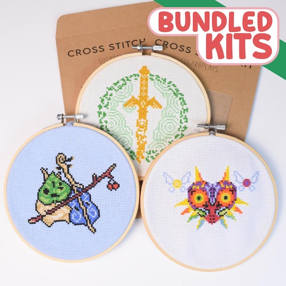 Zelda Cross Stitch Kit Bundle – Master Sword, Korok + Majora's