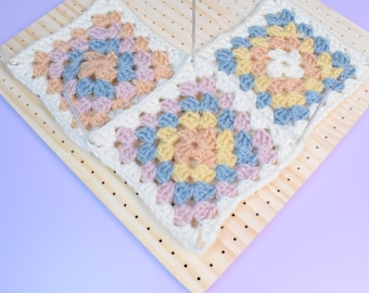 12" Crochet Blocking Board with 8 stainless steel blocking pins for Granny Square and Knitting Crafts