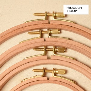 Wooden Cross Stitch Hoops (5&quot;6&quot;7&quot;8&quot;),  Beechwood Embroidery Hoop with smooth edges, Needlepoint Craft Supply with brass fastener,