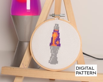 Beginnersvriendelijk kruissteekpatroon lavalamp, digitaal lavalamppatroon voor kruissteek