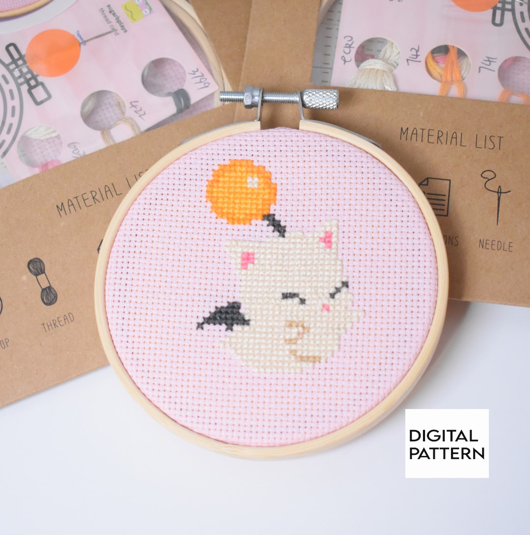 Moogle Repeating Pattern Moogle Cross Stitch Digital Pattern, Final Fantasy Counted Cross Stitch ...